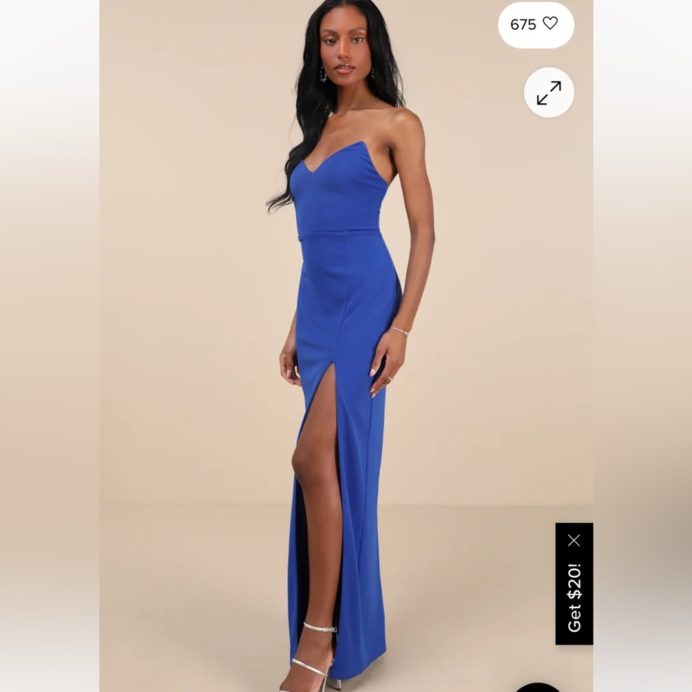 Lulus Parveen Cobalt Blue Strapless Column Maxi Dress